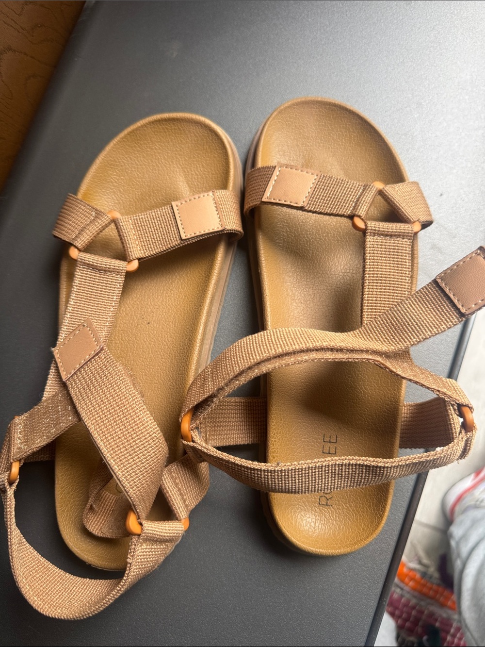 Roolee Tan Strappy Casual Sandals
